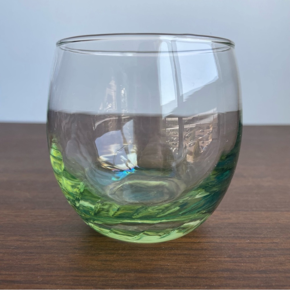 Libbey Green Iridescent Rounded Drinking Glass